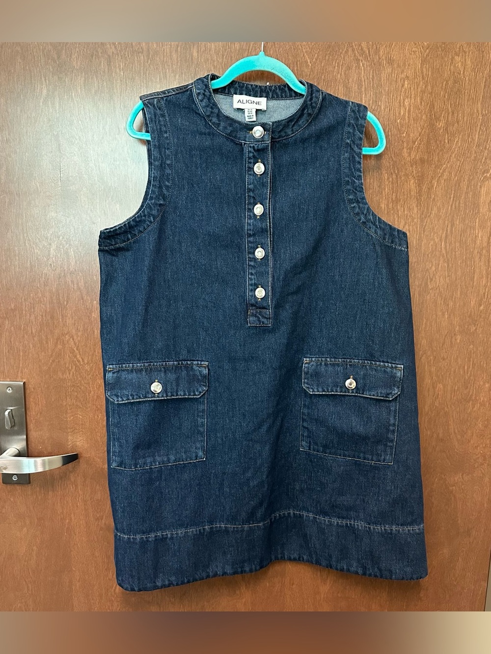Anthropologie ALIGNE Luella Denim Shift Dress Women’s 12 - 100% cotton - Picture 4 of 11